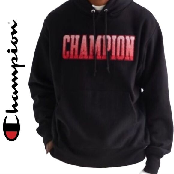 NEW UO Champion Gradient Collegiate Logo Black Hoodie Sweatshirt XL - Picture 1 of 4